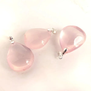 3pcs High Crystal Rose Quartz Pink Opal Drop Pendant DIY Necklace or Earrings