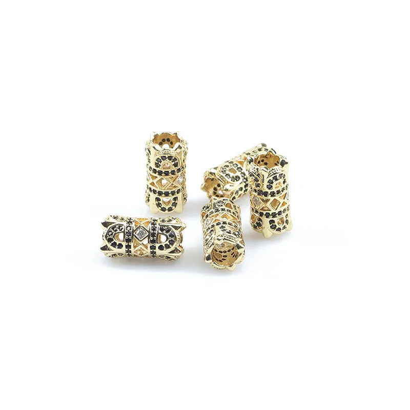 3pcs CZ Brass Micro Pave Spacer Beads for Men's Bracelet
