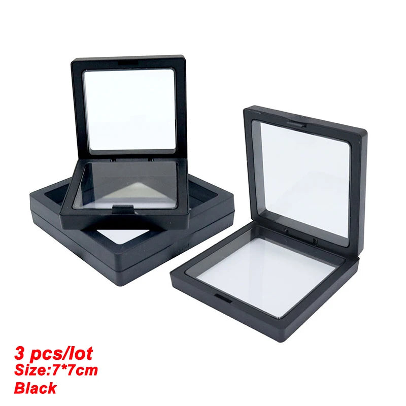 3pcs Small Plastic Jewelry Cases 7x7cm Rings Earring Storage Organizer