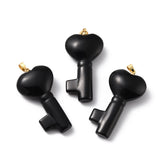 3pcs Key & Heart Obsidian Rose Quartz Tiger Eye Pendants for Necklace