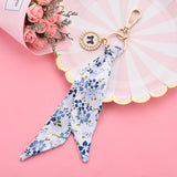 Silk Ribbon Key Chain Bow Pearl Disc Pendant Small Gift