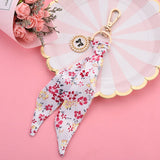 Silk Ribbon Key Chain Bow Pearl Disc Pendant Small Gift