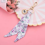 Silk Ribbon Key Chain Bow Pearl Disc Pendant Small Gift