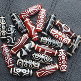 3pcs 27-30mm 2-15eyes Tibetan Dzi Agates Oval Beads