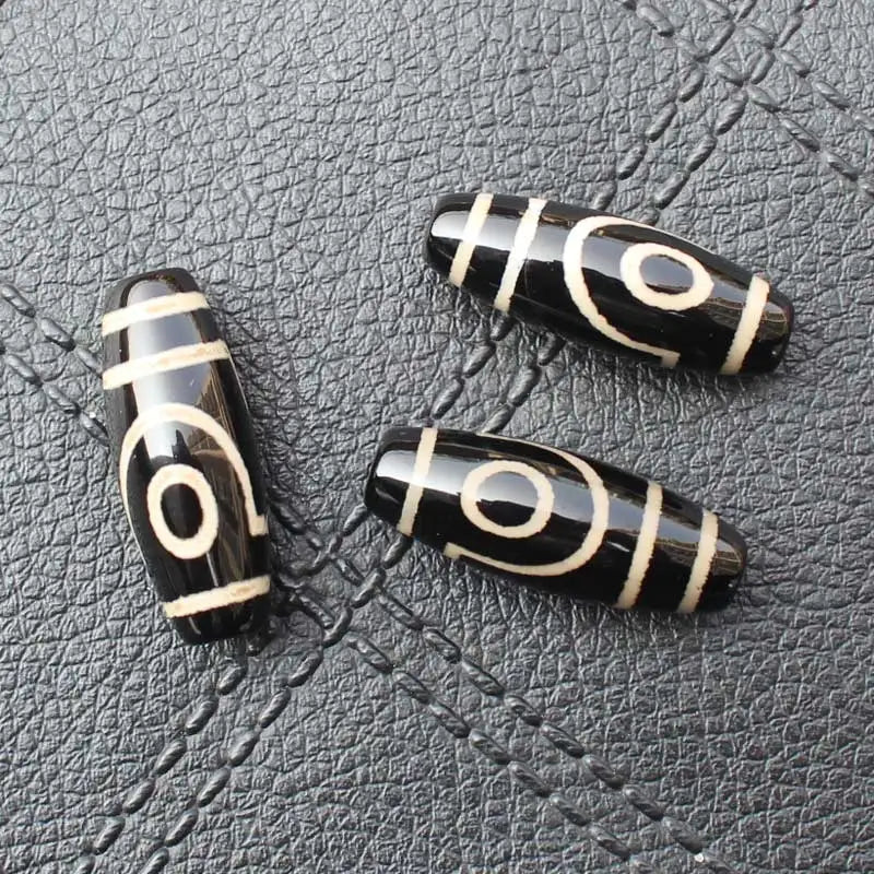 3pcs 27-30mm 2-15eyes Tibetan Dzi Agates Oval Beads