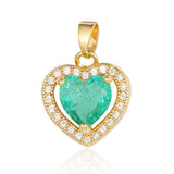 3pcs Copper CZ Flying Heart Pendant Water Drop Round Charms