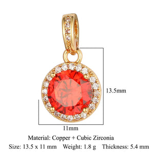 3pcs Copper CZ Flying Heart Pendant Water Drop Round Charms