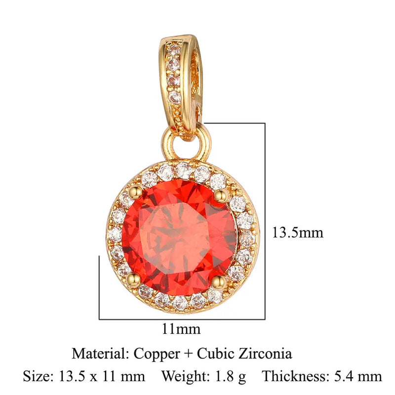 3pcs Copper CZ Flying Heart Pendant Water Drop Round Charms