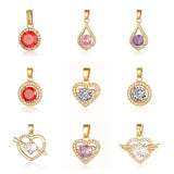 3pcs Copper CZ Flying Heart Pendant Water Drop Round Charms