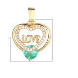 3pcs Copper CZ Flying Heart Pendant Water Drop Round Charms