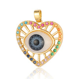 3pcs Evil Eye Enamel Clover Rainbow Zircon Pendant Heart CZ Charms