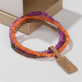 3pcs Stone Beaded Bracelets Set - Multicolour Crystal Elastic