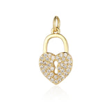 3pcs/Lot Family Heart CZ Stone Charms Love Lock Key Pendant