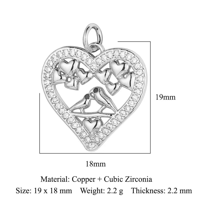 3pcs/Lot Family Heart CZ Stone Charms Love Lock Key Pendant