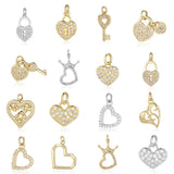 3pcs/Lot Family Heart CZ Stone Charms Love Lock Key Pendant