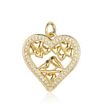 3pcs/Lot Family Heart CZ Stone Charms Love Lock Key Pendant