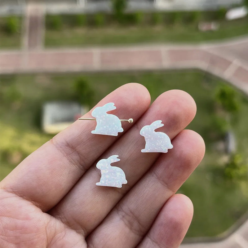 (3pcs/Lot) Synthetic Fire Opal Rabbit Charms for Necklace DIY Jewelry