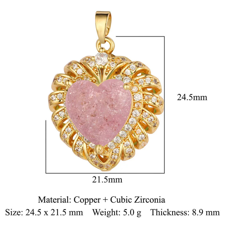 3pcs Heart Ice Cut Bowknot CZ Pendant Zircon Charm DIY Jewelry Necklace