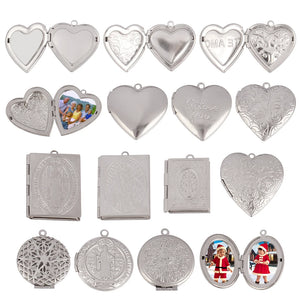 3pcs/Lot Heart Photo Locket Frame Pendant Charms for Jewelry Making