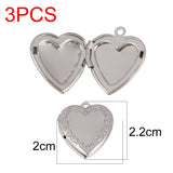 3pcs/Lot Heart Photo Locket Frame Pendant Charms for Jewelry Making