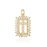 Religious Our Lady Brass CZ Jewelry Pendant Cross Mother Charms