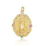 Religious Our Lady Brass CZ Jewelry Pendant Cross Mother Charms