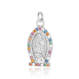 Religious Our Lady Brass CZ Jewelry Pendant Cross Mother Charms