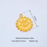 3pcs Stainless Steel 18K PVD Plated Devil Eye Charm DIY Pendant Necklace