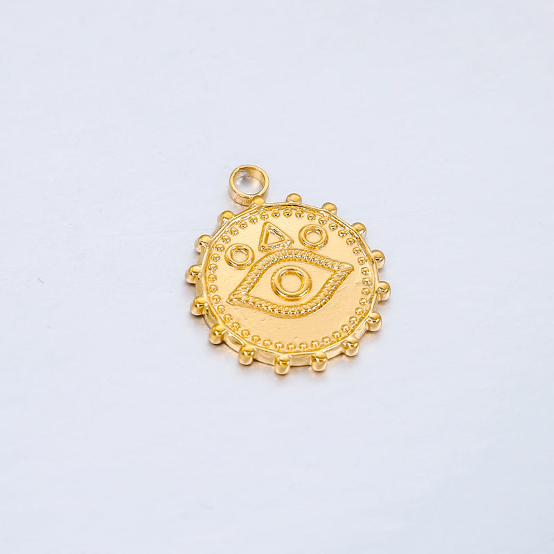 3pcs Stainless Steel 18K PVD Plated Devil Eye Charm DIY Pendant Necklace