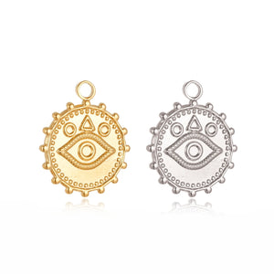 3pcs Stainless Steel 18K PVD Plated Devil Eye Charm DIY Pendant Necklace