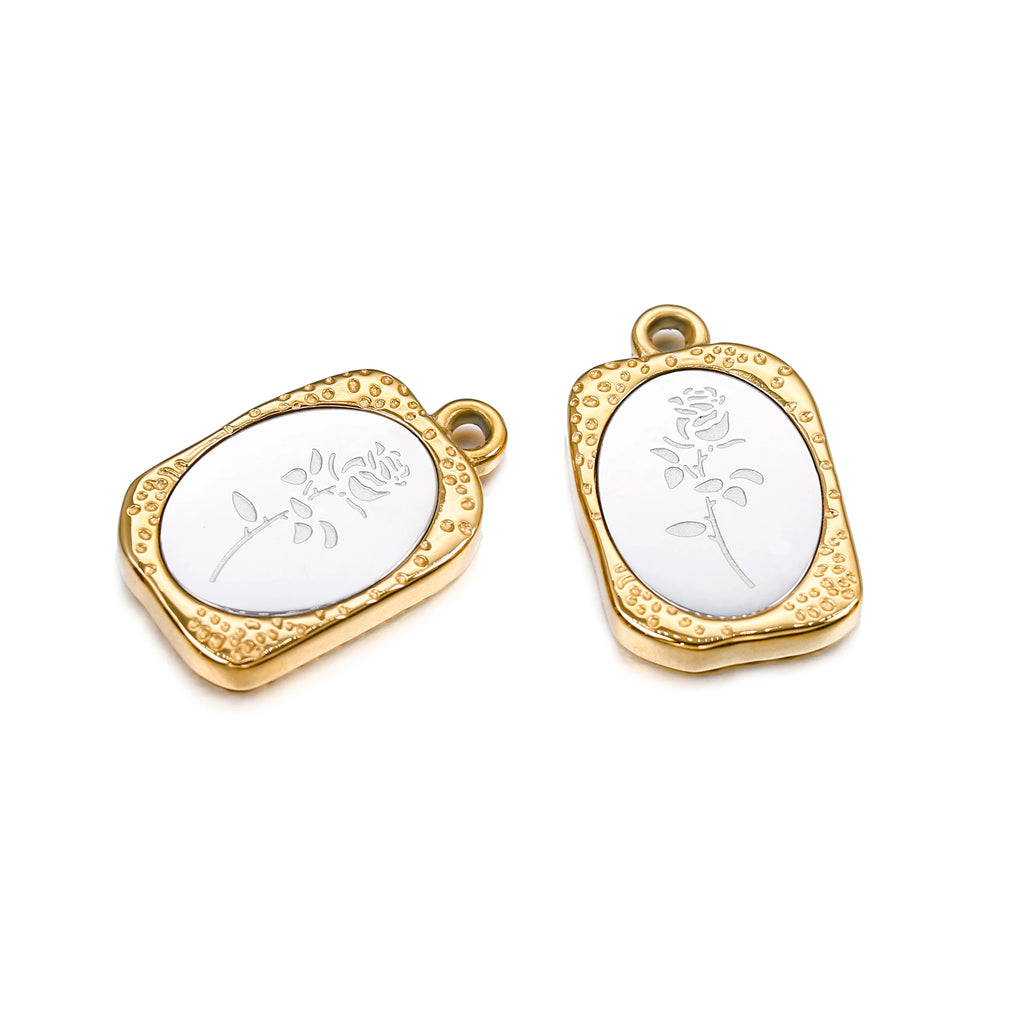 3pcs Stainless Steel Charms Vintage Rose DIY Jewelry Making