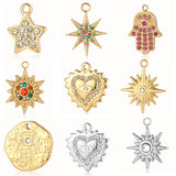 3pcs/Lot Zircon Stainless DIY Hamsa Hand Rainbow CZ Jewelry Evil Eye