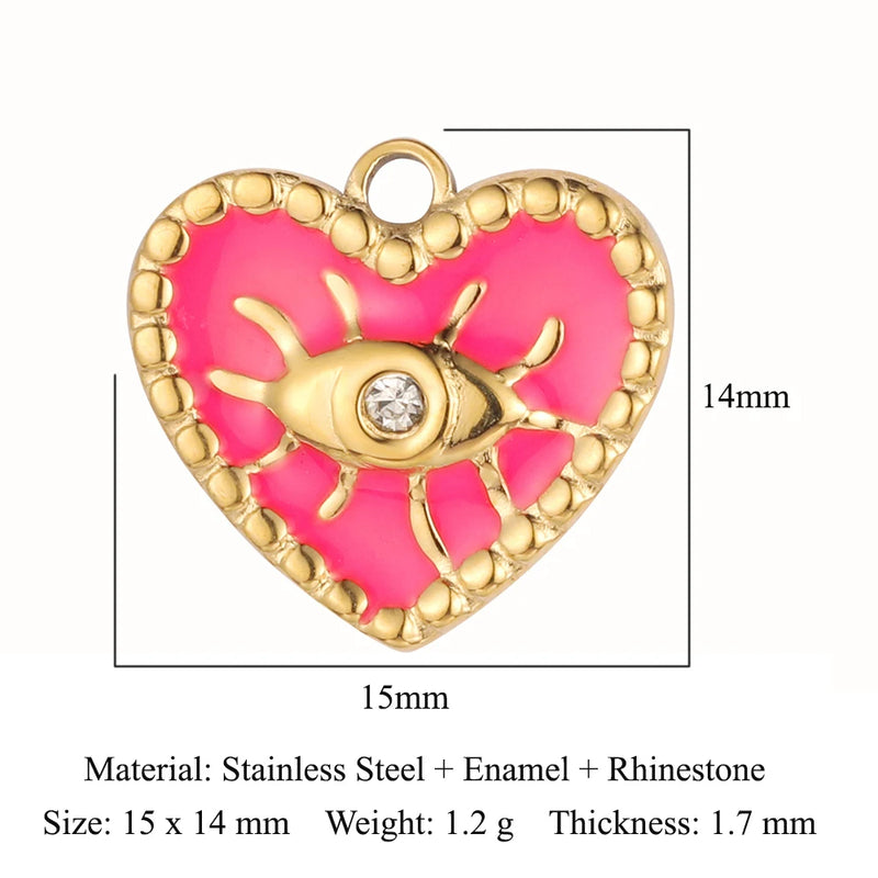 3pcs/Lot Zircon Stainless DIY Hamsa Hand Rainbow CZ Jewelry Evil Eye