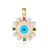 3pcs Sunflower Hamsa Hand Devil Eye Zircon Pendant Copper CZ Charms DIY Jewelry