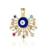 3pcs Sunflower Hamsa Hand Devil Eye Zircon Pendant Copper CZ Charms DIY Jewelry