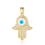 3pcs Sunflower Hamsa Hand Devil Eye Zircon Pendant Copper CZ Charms DIY Jewelry