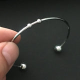 3pcs Stainless Steel Ball End Open Bracelet Wire Cuff Bangle DIY Jewelry