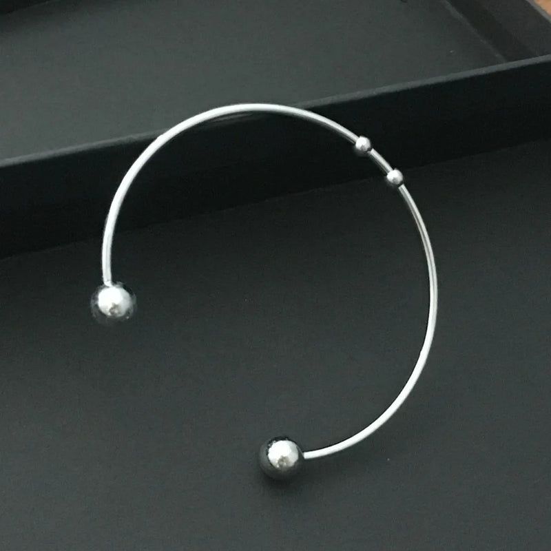 3pcs Stainless Steel Ball End Open Bracelet Wire Cuff Bangle DIY Jewelry