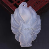 3pcs Lots Natural Yellow Green Agate Carved Nine-Tailed Fox Pendant Necklace