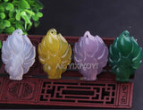 3pcs Lots Natural Yellow Green Agate Carved Nine-Tailed Fox Pendant Necklace