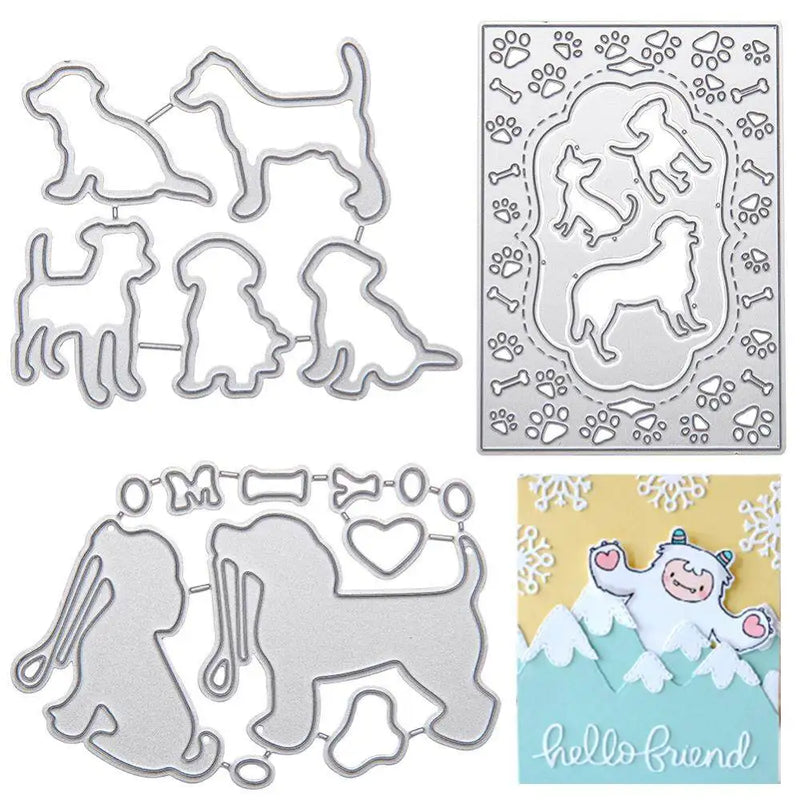 3pcs Dog Bone Dog Paw Metal Frame Cutting Dies Embossing Stencil DIY