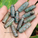 3pcs Natural Agate 28-30mm Green Tibet Dzi Agate
