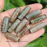 3pcs Natural Agate 28-30mm Green Tibet Dzi Agate