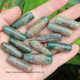 3pcs Natural Agate 28-30mm Green Tibet Dzi Agate