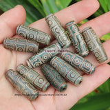3pcs Natural Agate 28-30mm Green Tibet Dzi Agate