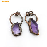 3pcs Natural Amethyst Tanned Pendant Healing Stone Necklace