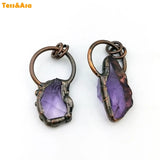 3pcs Natural Amethyst Tanned Pendant Healing Stone Necklace