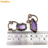 3pcs Natural Amethyst Tanned Pendant Healing Stone Necklace
