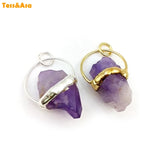 3pcs Natural Amethyst Raw Gemstone Pendant Healing Stone Necklace