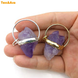 3pcs Natural Amethyst Raw Gemstone Pendant Healing Stone Necklace